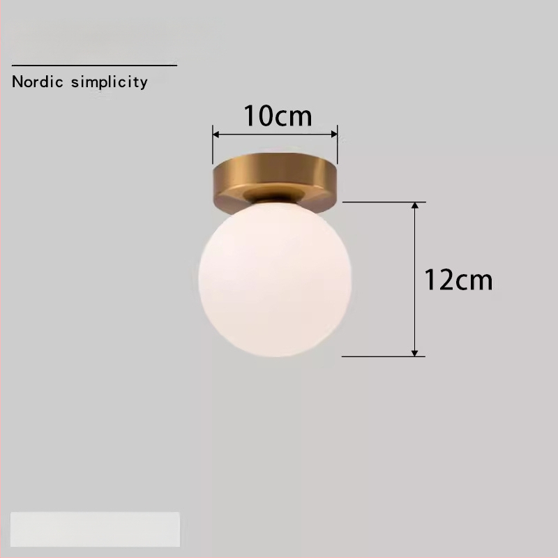 Σκανδιναβική μινιμαλιστική επιτοίχια λάμπα με στρογγυλή σφαίρα για διάδρομο, είσοδο και υπνοδωμάτιο – LED, ακρυλικό καπάκι, σώμα από σίδηρο, τάση έως 36V