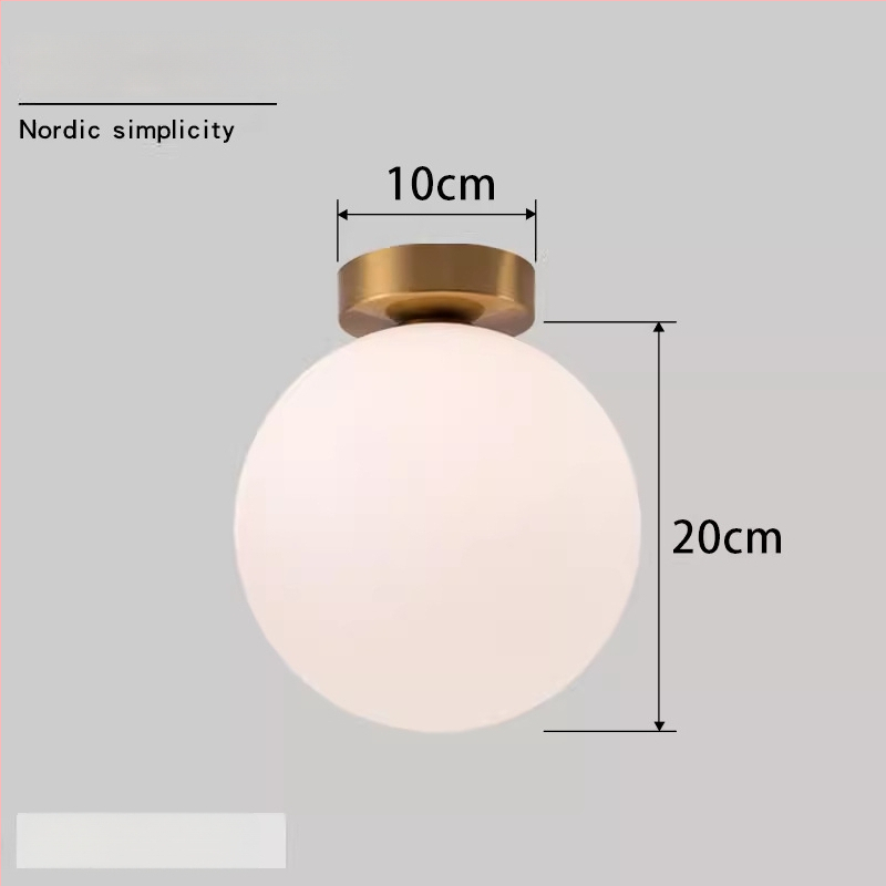 Σκανδιναβική μινιμαλιστική επιτοίχια λάμπα με στρογγυλή σφαίρα για διάδρομο, είσοδο και υπνοδωμάτιο – LED, ακρυλικό καπάκι, σώμα από σίδηρο, τάση έως 36V