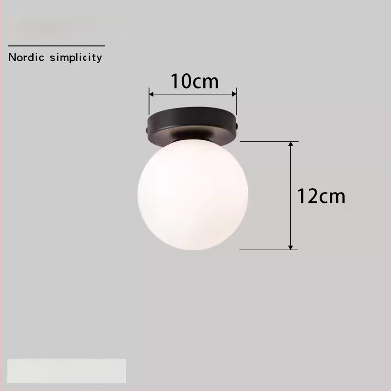 Σκανδιναβική μινιμαλιστική επιτοίχια λάμπα με στρογγυλή σφαίρα για διάδρομο, είσοδο και υπνοδωμάτιο – LED, ακρυλικό καπάκι, σώμα από σίδηρο, τάση έως 36V