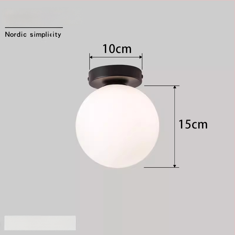 Σκανδιναβική μινιμαλιστική επιτοίχια λάμπα με στρογγυλή σφαίρα για διάδρομο, είσοδο και υπνοδωμάτιο – LED, ακρυλικό καπάκι, σώμα από σίδηρο, τάση έως 36V