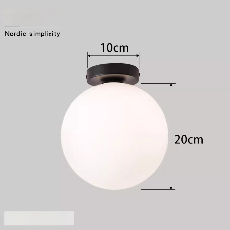 Σκανδιναβική μινιμαλιστική επιτοίχια λάμπα με στρογγυλή σφαίρα για διάδρομο, είσοδο και υπνοδωμάτιο – LED, ακρυλικό καπάκι, σώμα από σίδηρο, τάση έως 36V