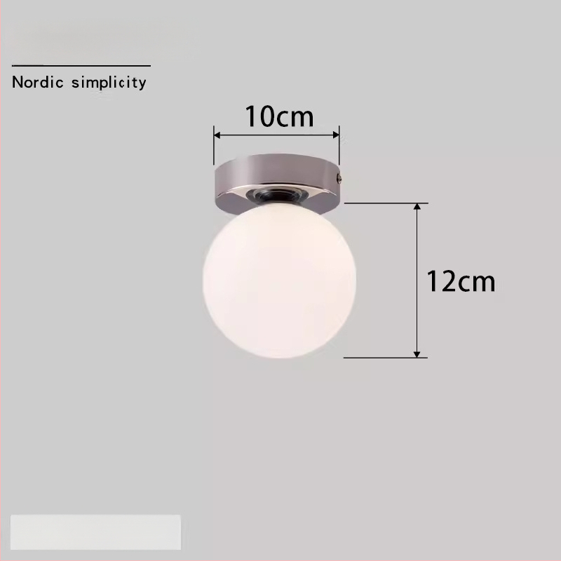 Σκανδιναβική μινιμαλιστική επιτοίχια λάμπα με στρογγυλή σφαίρα για διάδρομο, είσοδο και υπνοδωμάτιο – LED, ακρυλικό καπάκι, σώμα από σίδηρο, τάση έως 36V