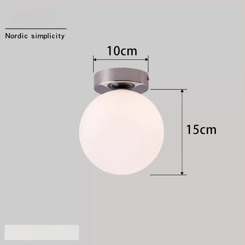 Σκανδιναβική μινιμαλιστική επιτοίχια λάμπα με στρογγυλή σφαίρα για διάδρομο, είσοδο και υπνοδωμάτιο – LED, ακρυλικό καπάκι, σώμα από σίδηρο, τάση έως 36V