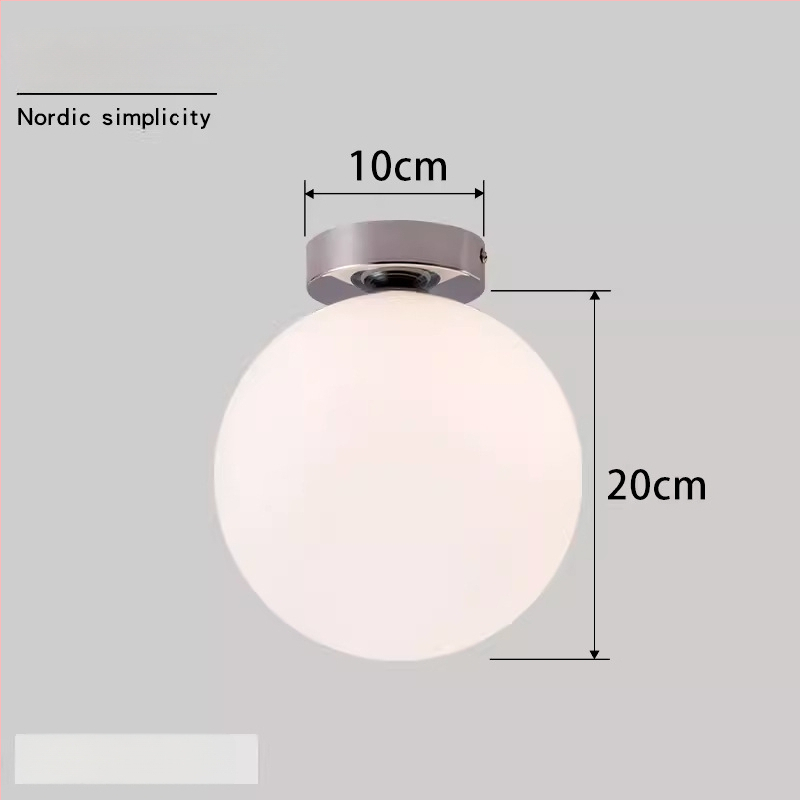Σκανδιναβική μινιμαλιστική επιτοίχια λάμπα με στρογγυλή σφαίρα για διάδρομο, είσοδο και υπνοδωμάτιο – LED, ακρυλικό καπάκι, σώμα από σίδηρο, τάση έως 36V