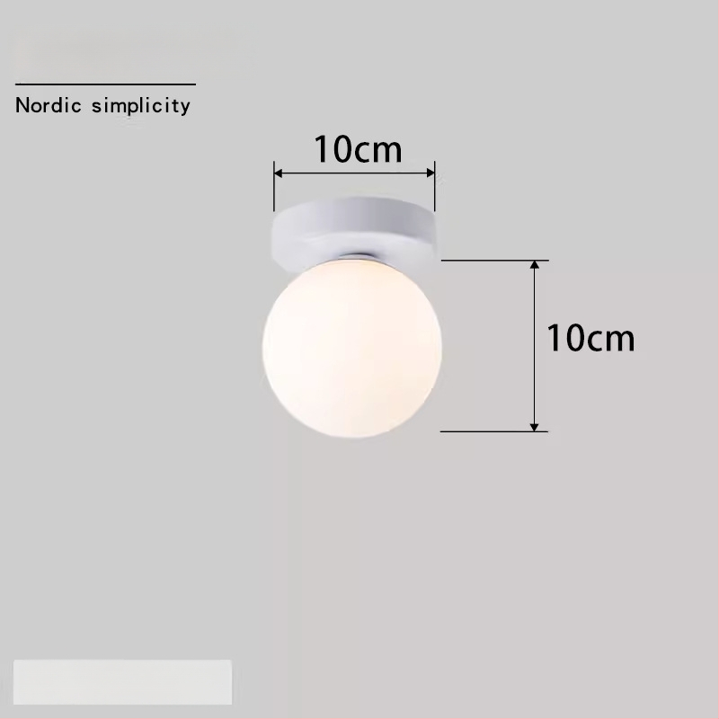 Σκανδιναβική μινιμαλιστική επιτοίχια λάμπα με στρογγυλή σφαίρα για διάδρομο, είσοδο και υπνοδωμάτιο – LED, ακρυλικό καπάκι, σώμα από σίδηρο, τάση έως 36V