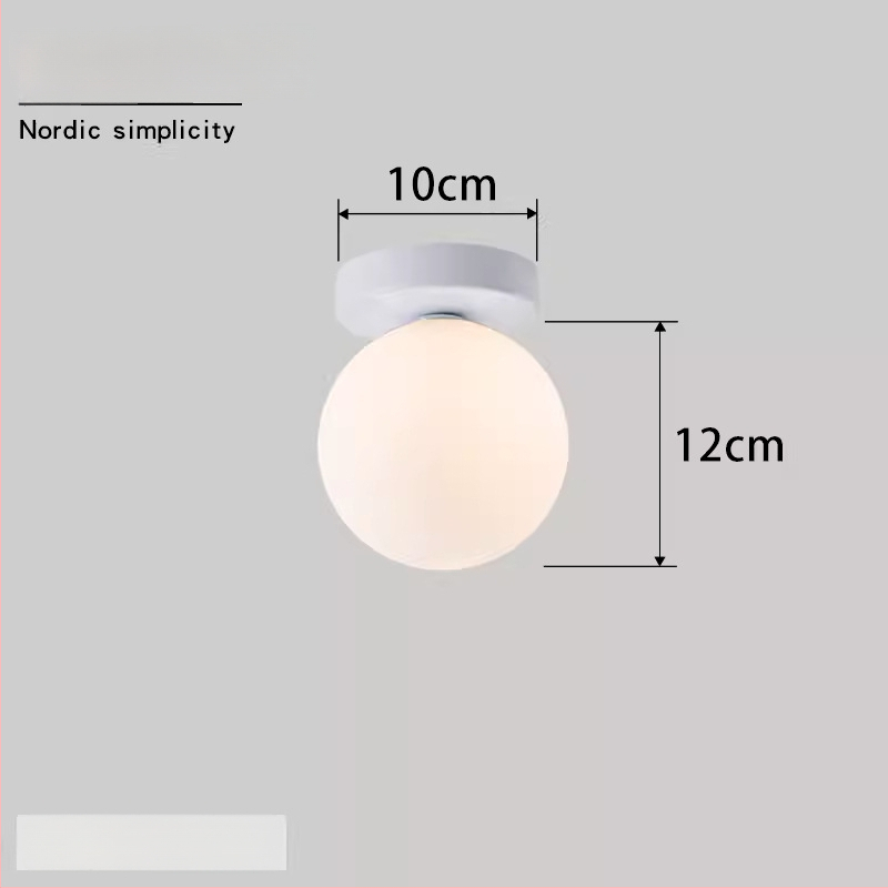 Σκανδιναβική μινιμαλιστική επιτοίχια λάμπα με στρογγυλή σφαίρα για διάδρομο, είσοδο και υπνοδωμάτιο – LED, ακρυλικό καπάκι, σώμα από σίδηρο, τάση έως 36V