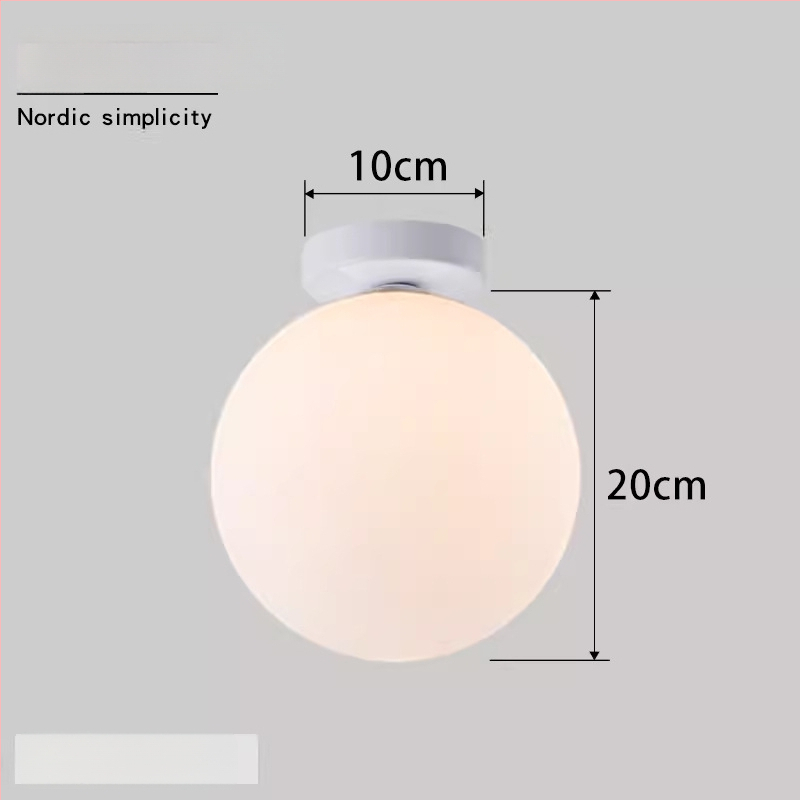 Σκανδιναβική μινιμαλιστική επιτοίχια λάμπα με στρογγυλή σφαίρα για διάδρομο, είσοδο και υπνοδωμάτιο – LED, ακρυλικό καπάκι, σώμα από σίδηρο, τάση έως 36V