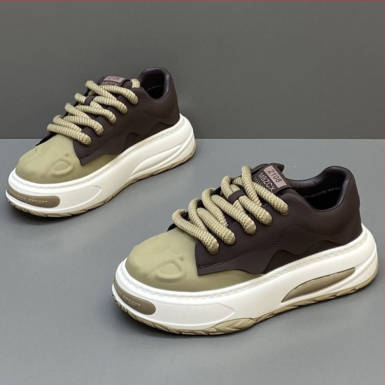 Unisex board shoes σε κορεατικό στυλ, άνω μέρος από δύο στρώσεις δέρματος βοδιού, PU πάτος, σόλα καουτσούκ, κορδόνια