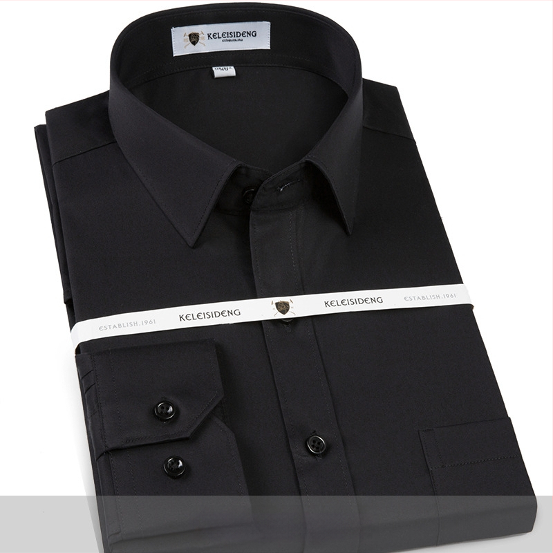 Cămașă pentru bărbați din bumbac mercerizat, mâneci lungi, fără călcare, guler pătrat, 100% bumbac