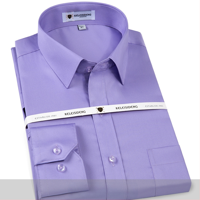 Cămașă pentru bărbați din bumbac mercerizat, mâneci lungi, fără călcare, guler pătrat, 100% bumbac