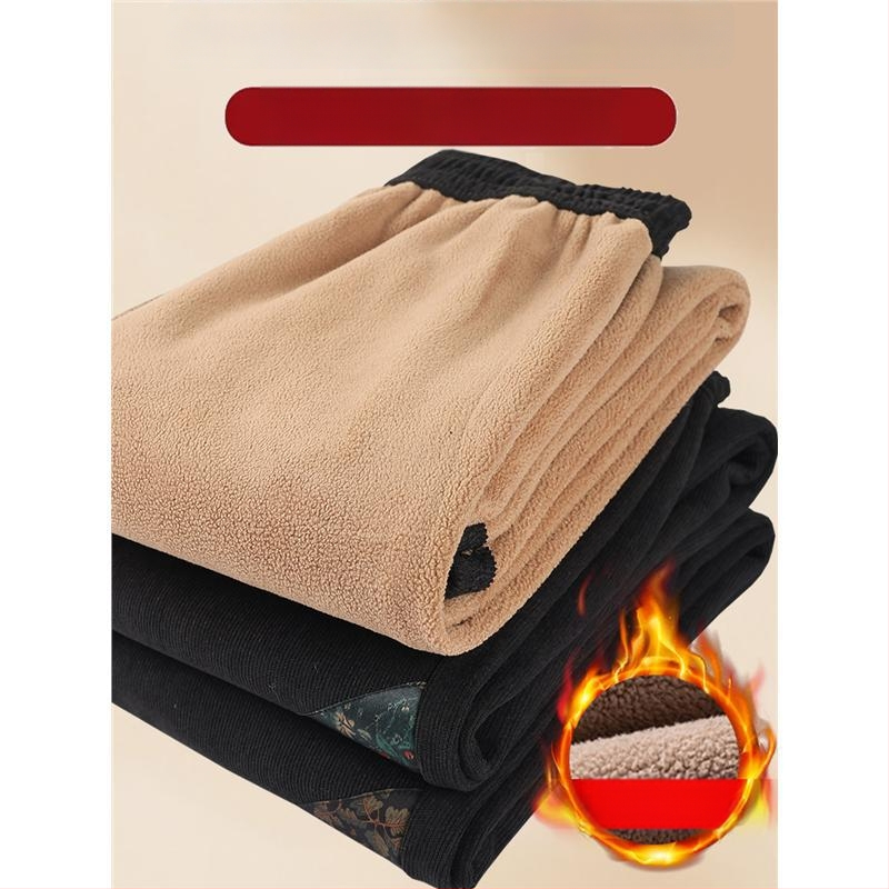 Téli poliészter fleece-béléssel ellátott nadrág, szoros szabás, hétköznapi stílus