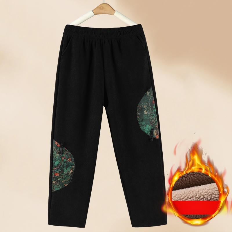 Téli poliészter fleece-béléssel ellátott nadrág, szoros szabás, hétköznapi stílus