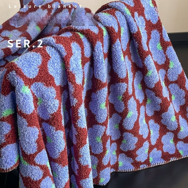 Pătură din poliester cu model geometric, stil Dopamine, 240 g, primăvară și toamnă