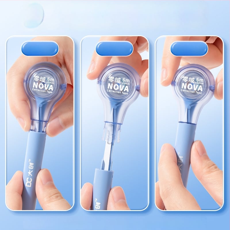 Коригираща лента под формата на химикалка, с голям капацитет, безшумен бутон, гумено тяло