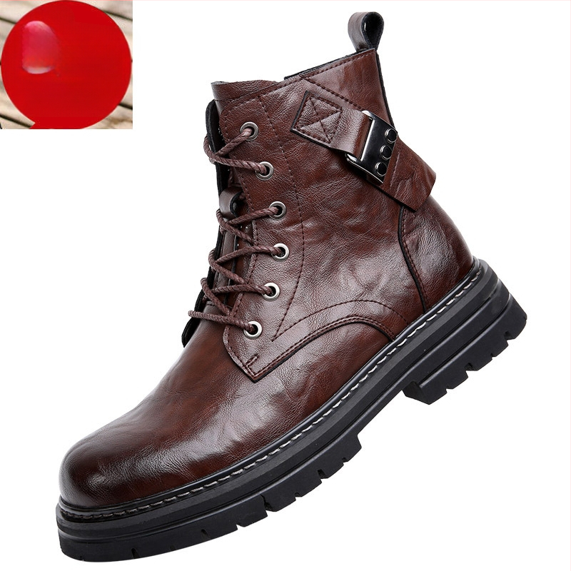 Dragonfly márkájú férfi bőrbakancsok brit stílusú Martin típusú, alacsony cső, felsőrész első réteg marhabőrből, belső rész és talpbetét sertésbőrből, vulkanizált gumi talp, magasságot növelő funkció