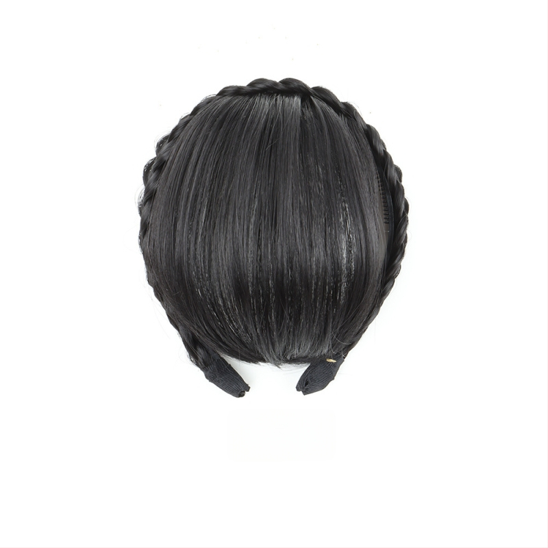 Перука с челка и плитка рибена кост, обод за глава, от високотемпературна жица, за дами, не подлежи на боядисване с горещи методи