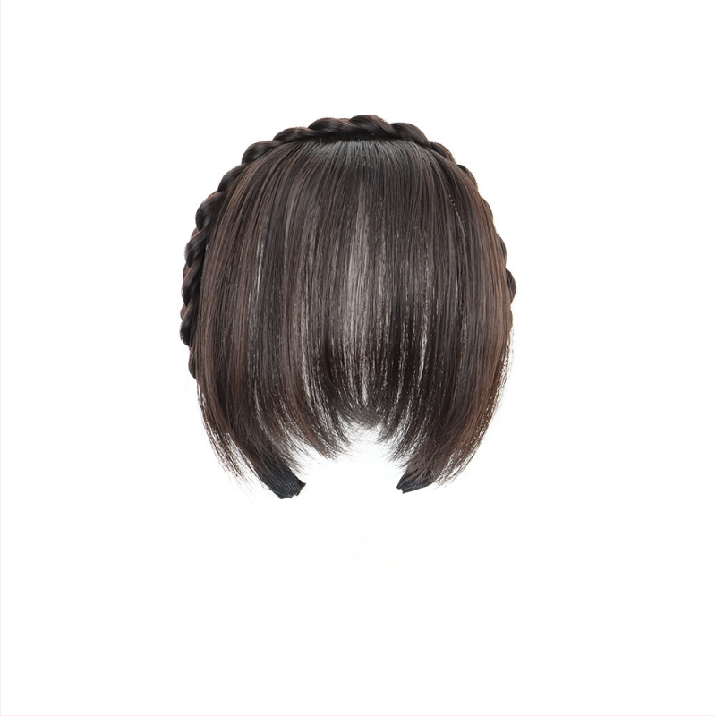 Перука с челка и плитка рибена кост, обод за глава, от високотемпературна жица, за дами, не подлежи на боядисване с горещи методи