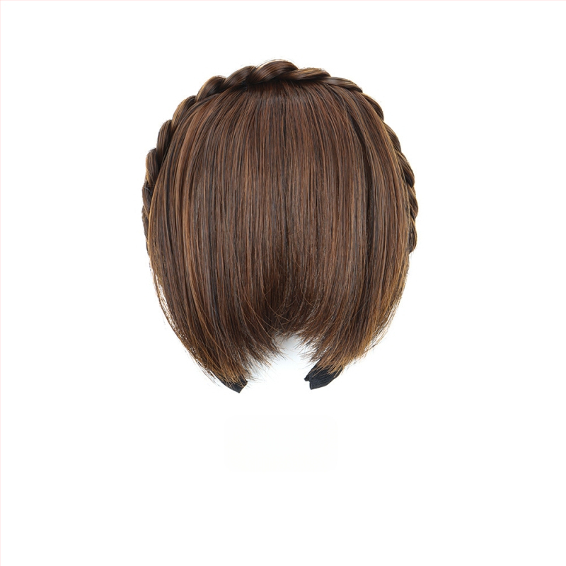 Перука с челка и плитка рибена кост, обод за глава, от високотемпературна жица, за дами, не подлежи на боядисване с горещи методи