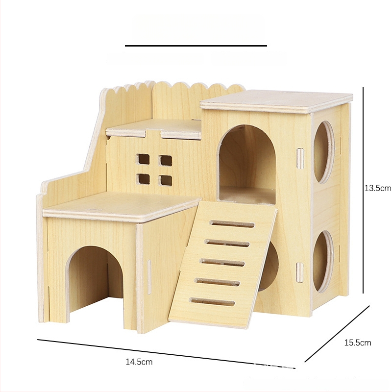 Plus Card Drevený domček pre škrečky s platformou a lezeckým rebríkom
