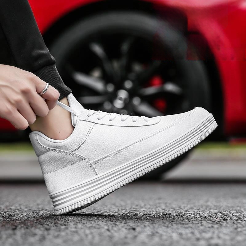 Ανδρικοί loafers με εσωτερική αύξηση ύψους, επάνω μέρος από δέρμα αγελάδας, δικτυωμένη επένδυση, PU πάτος, κορδές