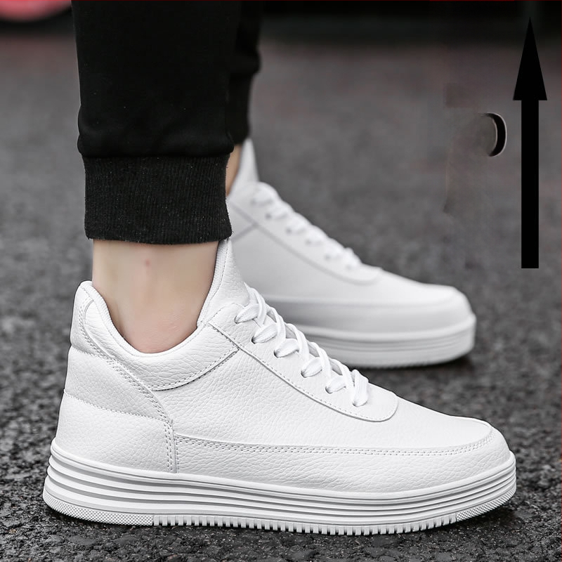 Ανδρικοί loafers με εσωτερική αύξηση ύψους, επάνω μέρος από δέρμα αγελάδας, δικτυωμένη επένδυση, PU πάτος, κορδές