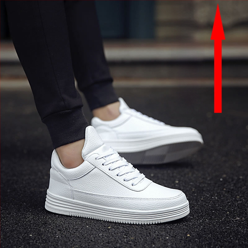 Ανδρικοί loafers με εσωτερική αύξηση ύψους, επάνω μέρος από δέρμα αγελάδας, δικτυωμένη επένδυση, PU πάτος, κορδές