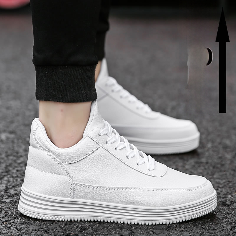 Ανδρικοί loafers με εσωτερική αύξηση ύψους, επάνω μέρος από δέρμα αγελάδας, δικτυωμένη επένδυση, PU πάτος, κορδές