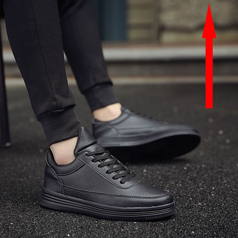 Ανδρικοί loafers με εσωτερική αύξηση ύψους, επάνω μέρος από δέρμα αγελάδας, δικτυωμένη επένδυση, PU πάτος, κορδές