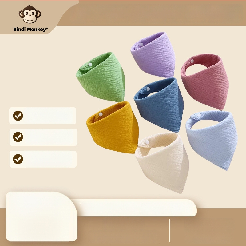 Babero triunghiular din tifon de bumbac 100%, patru straturi, Clasa A, impermeabil, pentru copii 0–6 ani