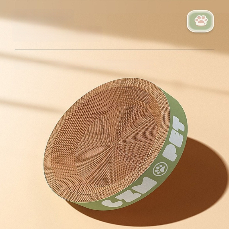 Cuib pentru pisici și suprafață de zgâriere într-un singur pachet; construcție durabilă; coloană verticală din sisal; material: carton celular cu bule; stil drăguț