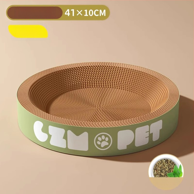 Cuib pentru pisici și suprafață de zgâriere într-un singur pachet; construcție durabilă; coloană verticală din sisal; material: carton celular cu bule; stil drăguț