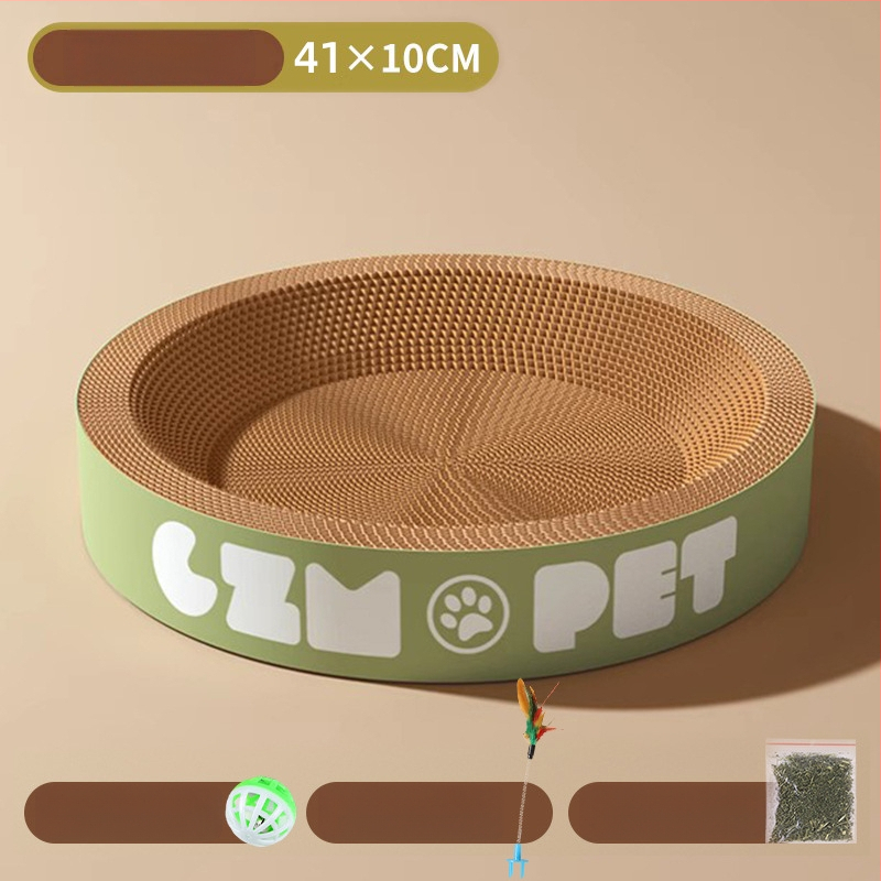 Cuib pentru pisici și suprafață de zgâriere într-un singur pachet; construcție durabilă; coloană verticală din sisal; material: carton celular cu bule; stil drăguț