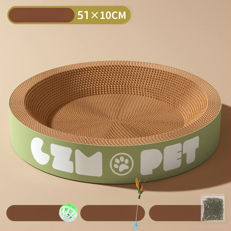 Cuib pentru pisici și suprafață de zgâriere într-un singur pachet; construcție durabilă; coloană verticală din sisal; material: carton celular cu bule; stil drăguț