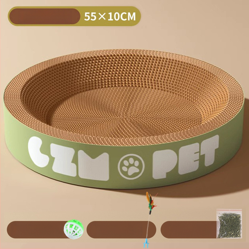 Cuib pentru pisici și suprafață de zgâriere într-un singur pachet; construcție durabilă; coloană verticală din sisal; material: carton celular cu bule; stil drăguț