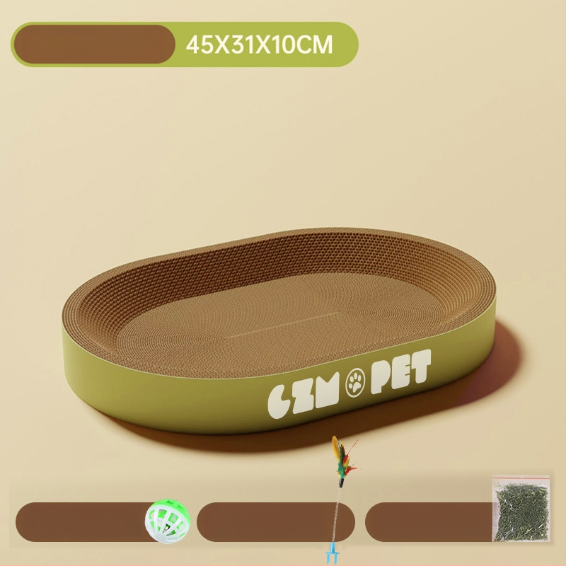 Cuib pentru pisici și suprafață de zgâriere într-un singur pachet; construcție durabilă; coloană verticală din sisal; material: carton celular cu bule; stil drăguț