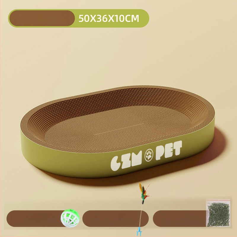 Cuib pentru pisici și suprafață de zgâriere într-un singur pachet; construcție durabilă; coloană verticală din sisal; material: carton celular cu bule; stil drăguț