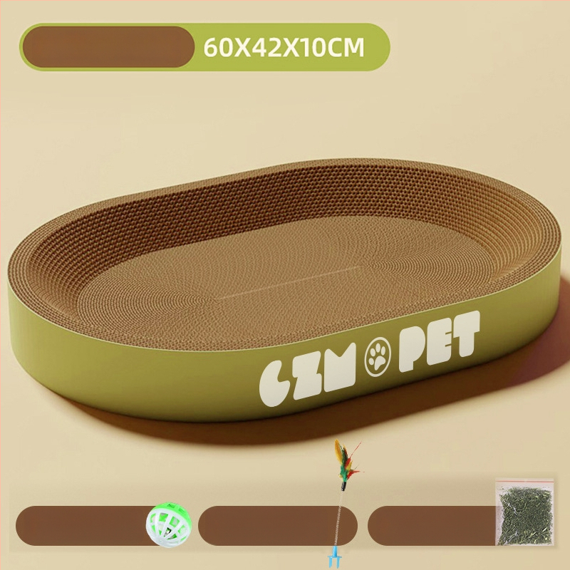 Cuib pentru pisici și suprafață de zgâriere într-un singur pachet; construcție durabilă; coloană verticală din sisal; material: carton celular cu bule; stil drăguț