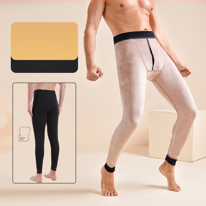 Pantaloni termici de iarnă pentru bărbați, trei straturi, căptușiți cu fleece, fără cusături, extra groși 501–600 g/m²