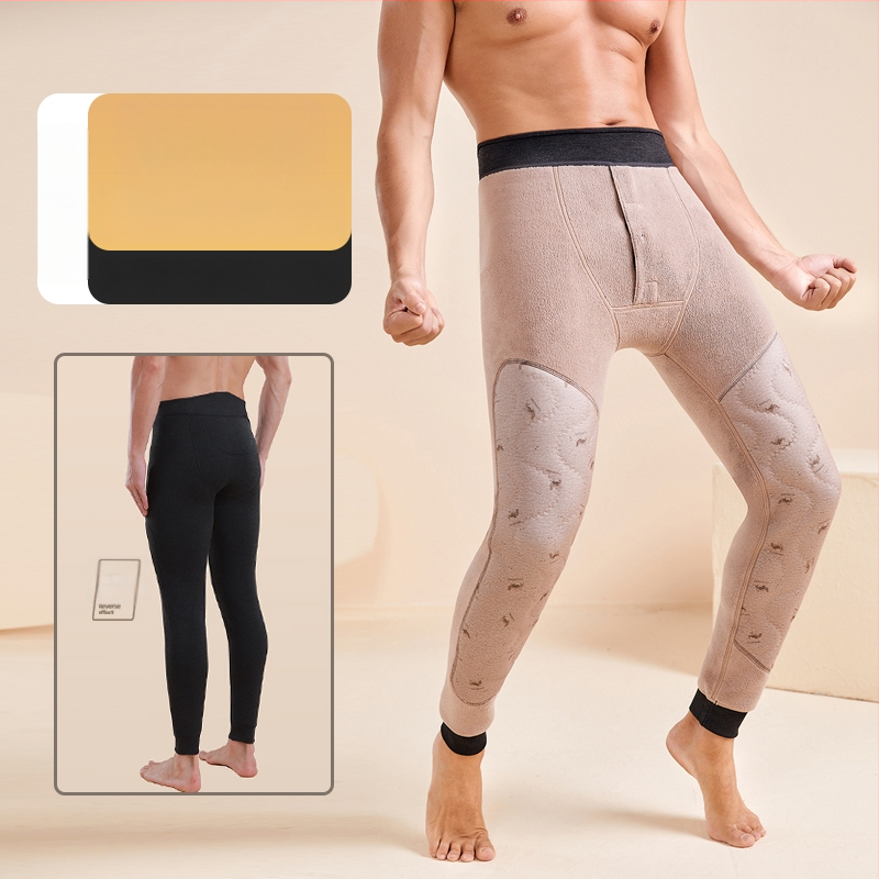 Pantaloni termici de iarnă pentru bărbați, trei straturi, căptușiți cu fleece, fără cusături, extra groși 501–600 g/m²