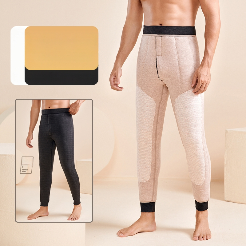 Pantaloni termici de iarnă pentru bărbați, trei straturi, căptușiți cu fleece, fără cusături, extra groși 501–600 g/m²