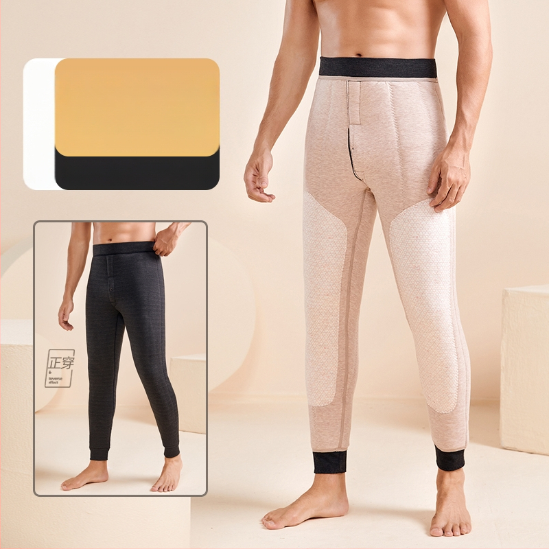 Pantaloni termici de iarnă pentru bărbați, trei straturi, căptușiți cu fleece, fără cusături, extra groși 501–600 g/m²