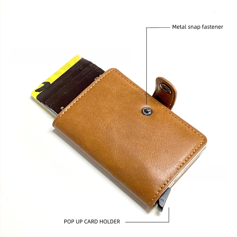 Ultra vékony PU bőrtok kártyákhoz RFID-blokkolással, lopás elleni védelemmel és könnyű mindennapi használatra.