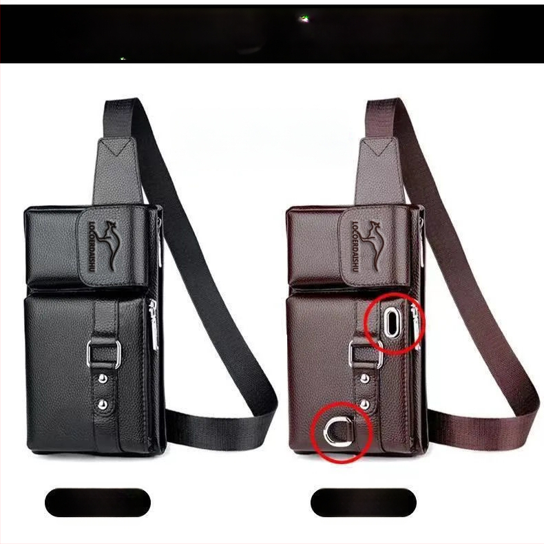 Férfi PU bőr derék táska, vízálló, poliészter bélés, utcai stílus, üzleti utazásokhoz