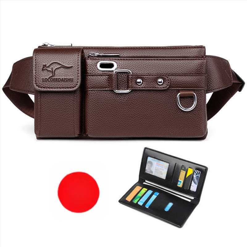 Férfi PU bőr derék táska, vízálló, poliészter bélés, utcai stílus, üzleti utazásokhoz