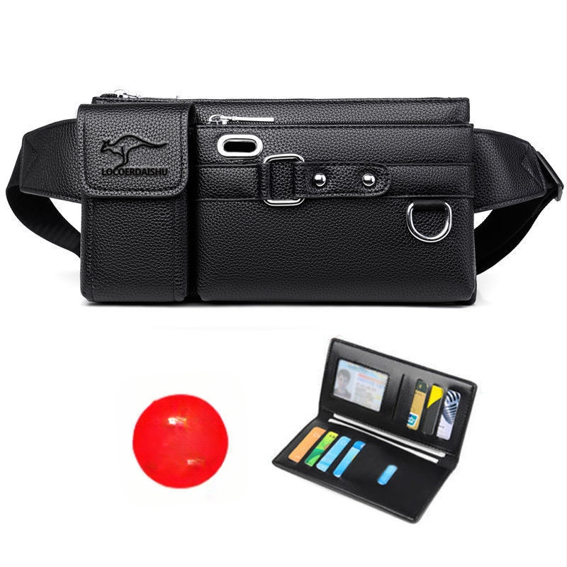 Férfi PU bőr derék táska, vízálló, poliészter bélés, utcai stílus, üzleti utazásokhoz