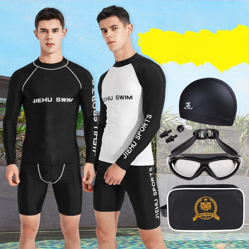 Costum de baie pentru bărbați cu mâneci lungi, uscare rapidă și protecție UV, set din două piese, material poliester-elastan (80–90% elastan), căptușeală poliester-elastan, 400 g