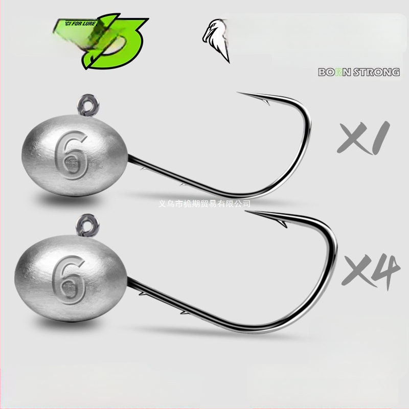 Cârlig de pescuit cu cap de plumb și design cu două fețe în spate