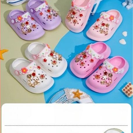 Sandale EVA pentru bebeluți și copii, unisex, talpă moale anti-alunecare, purtare în două moduri, design cu găuri de tip desen animat, stil Baotou, primăvara 2025