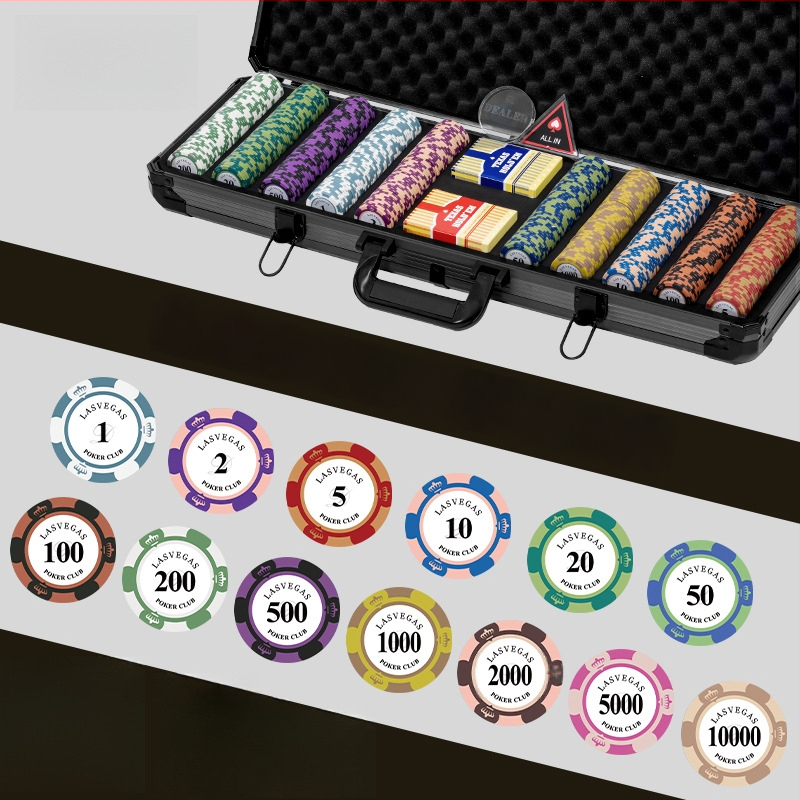 Комплект глинени покер чипове за Тексас Холдем с алуминиев кейс, от неръждаема стомана, правоъгълен дизайн, модел YTH960467850261