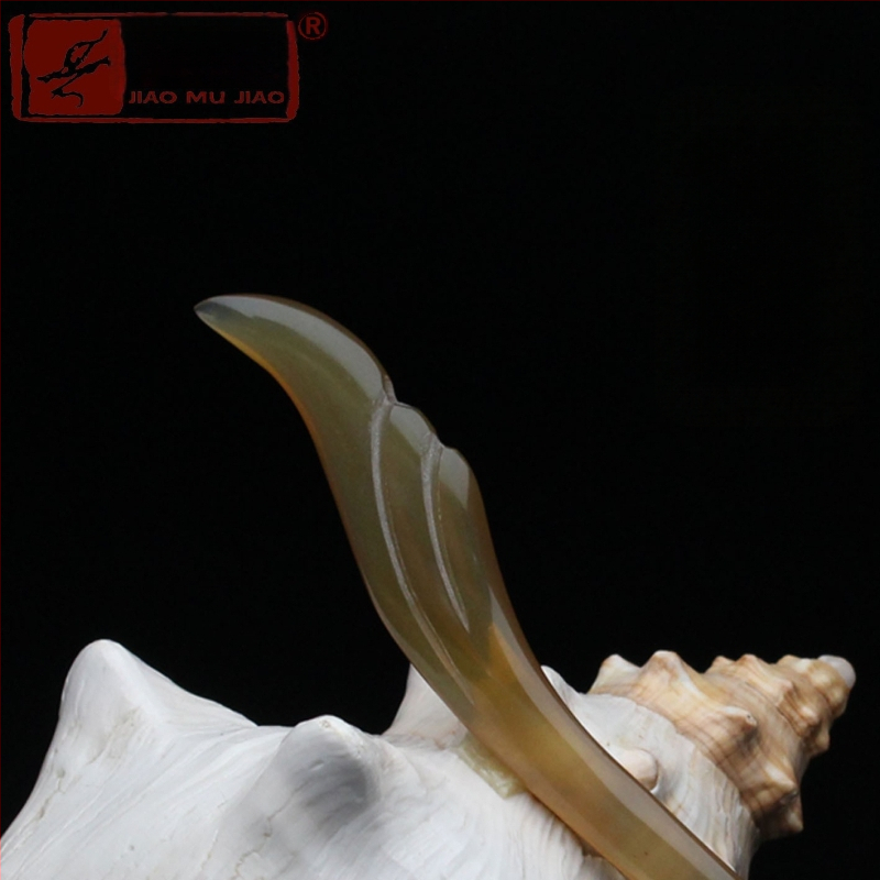 Щипка за коса от рог на як, ръчно издялана в етнически стил за дами, класическа